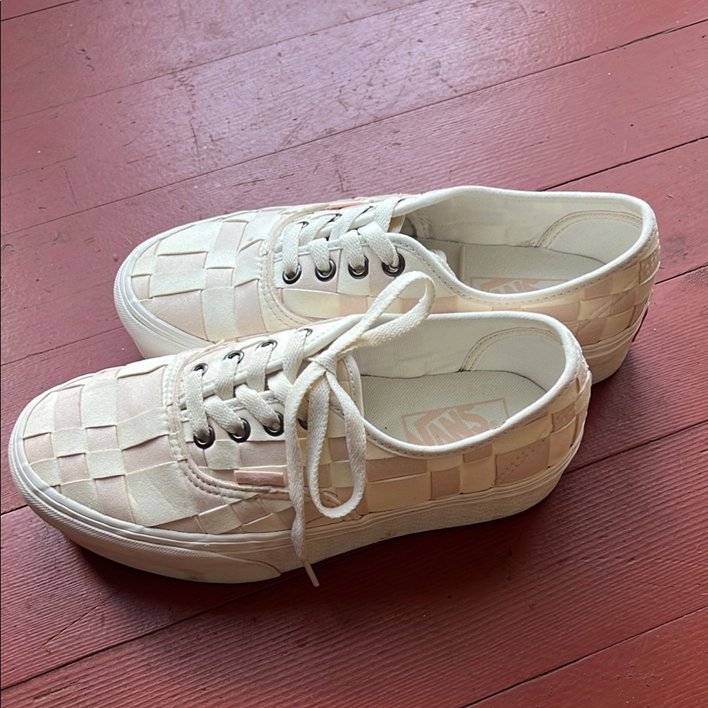 Vans Woven Sneakers in Cream and White